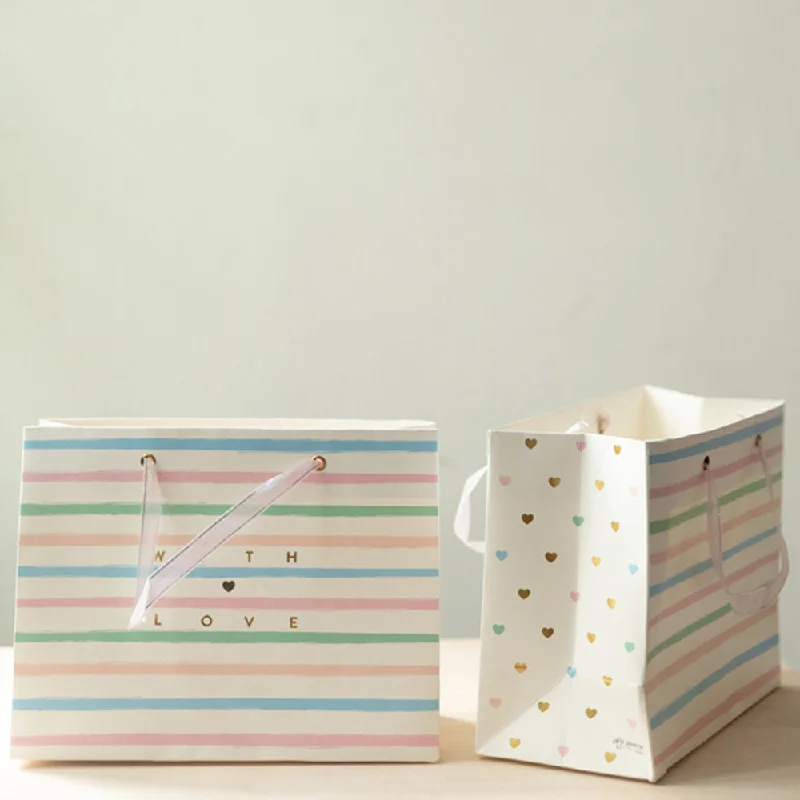 Multicolour Candy Stripes Gift Bag - Set of 5