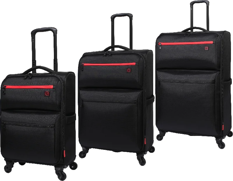 Protege Trulite Lightweight 3 Piece Suitcases - Black