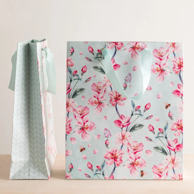 Mint Green And Pink Sakura Blossom Gift Bag - Set of 5