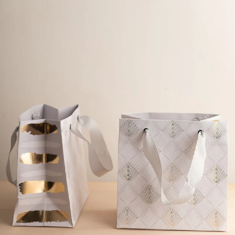 Grey Gold Foil Gift Bag - Set of 5