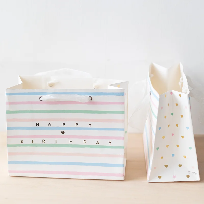 Happy Birthday Multicolour Candy Stripes Gift Bag - Set of 5