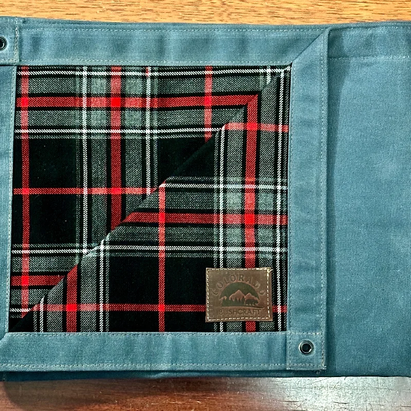 Extra Large Heavyweight Waxed Canvas and Tartan Wool Lined Bushcraft Ground Cloth