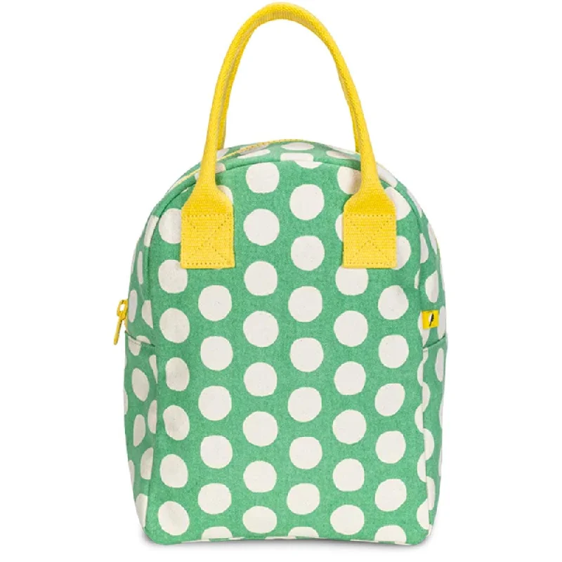 Fluf Zipper Lunch Bag - Green Polka Dot