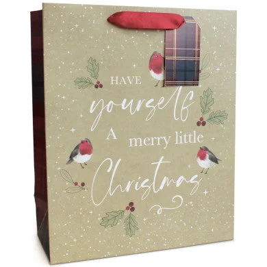 Christmas Gift Bag - Kraft Robin