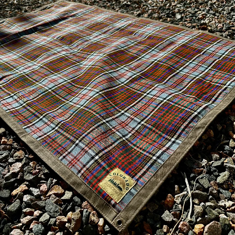 Extra Large Waxed Canvas and Tartan Wool Lined Bushcraft Ground Cloth