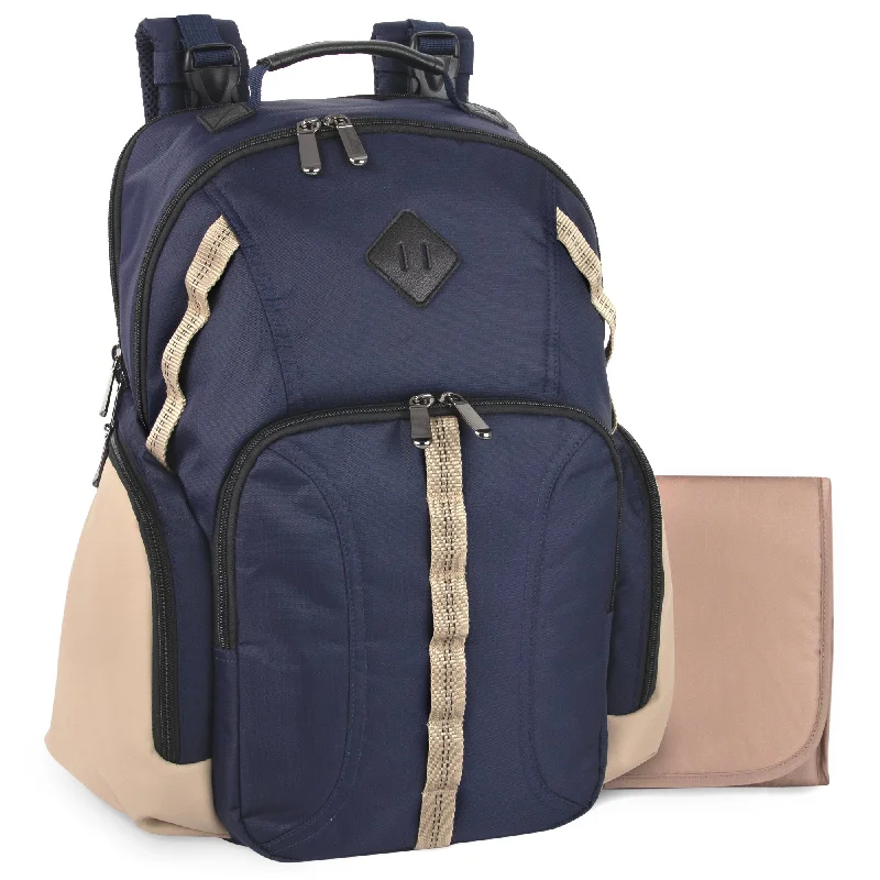 Baby Essentials Two Tone Diaper Bag Backpack w Changing Pad - Navy