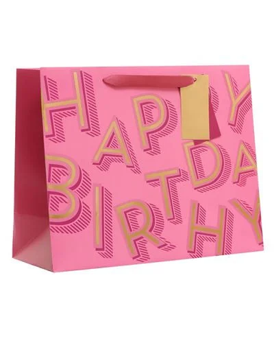 Gift Bag Large - Pink Happy Birthday