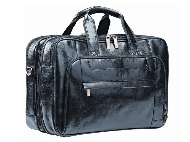 Adpel Italian Leather Nevada 15.4" Executive Laptop Bag | Black