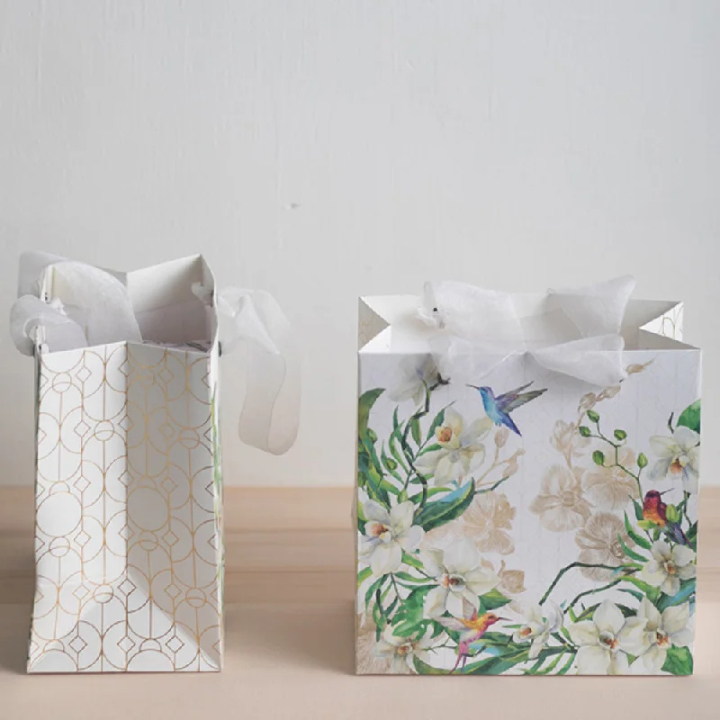 Serendipity Ivory Orchids Paper Gift Bag - Set of 5