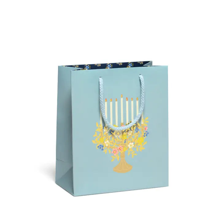 Floral Menorah Hannukah Gift Bag (Medium)