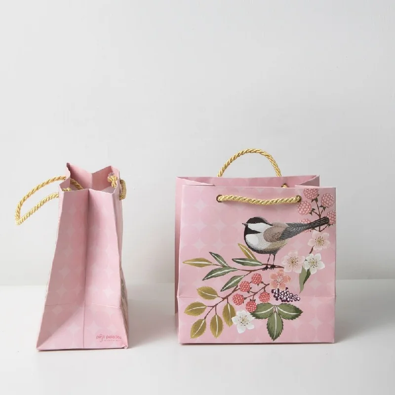 Pink Songbird Small Gift Paper Bag - Set of 5