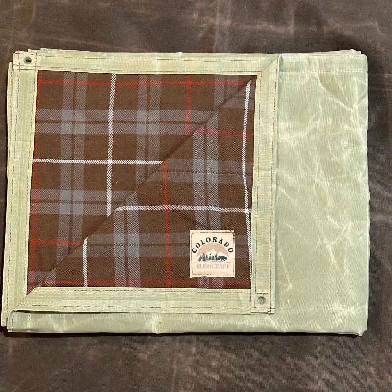 Extra Large Waxed Canvas and Tartan Wool Lined Bushcraft Ground Cloth