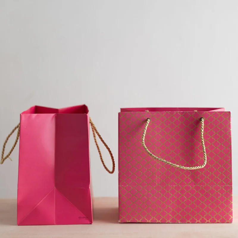 Pink Moroccan Paper Gift Bag - Set of 5