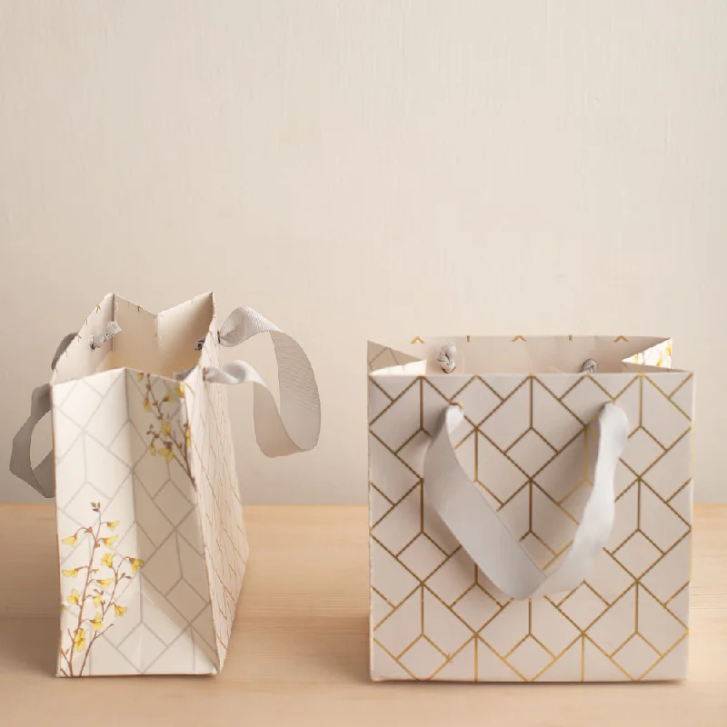 Ivory And Gold Gift Bag - Set of 5