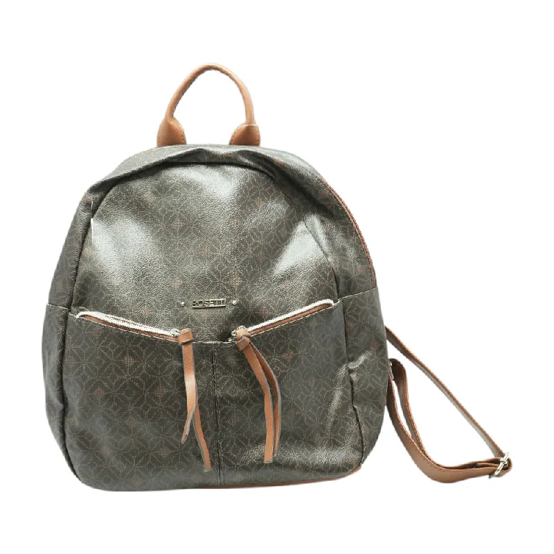 Brown Geometric Backpack