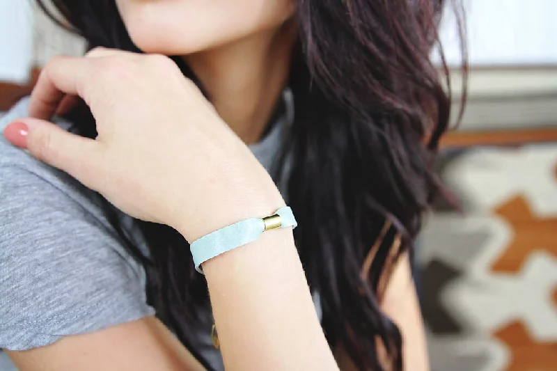 Thin Leather Stacking Bracelet - Everyday Casual Bracelet Adjustable with Lobster Clasp Closure