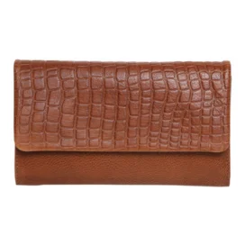 MODAPELLE - CROC-EMBOSSED LADIES LEATHER WALLET - TAN