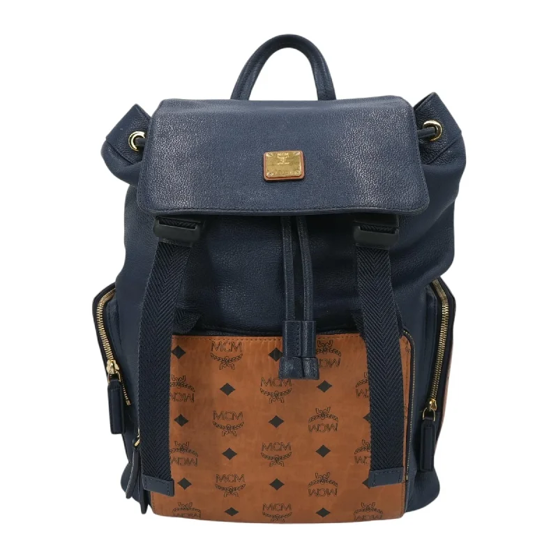 Navy/Cognac Brandenburg Leather Backpack