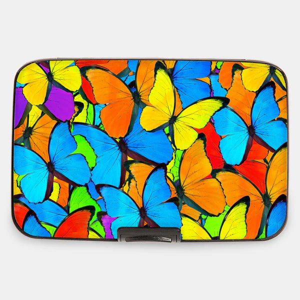 Bright Colorful Butterfly Collage RFID Armored Wallet