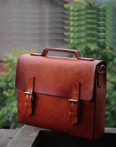 Cool Handmade Leather Mens Briefcase Business Laptop Briefcase for men