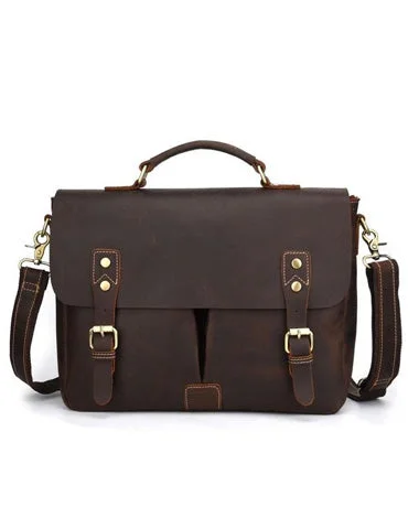 Cool Leather Mens Vintage Briefcases Work Bag Business Bag Handbag Laptop Bag For Men