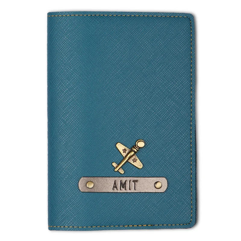 Personalized Cyan Textured Passport Cover