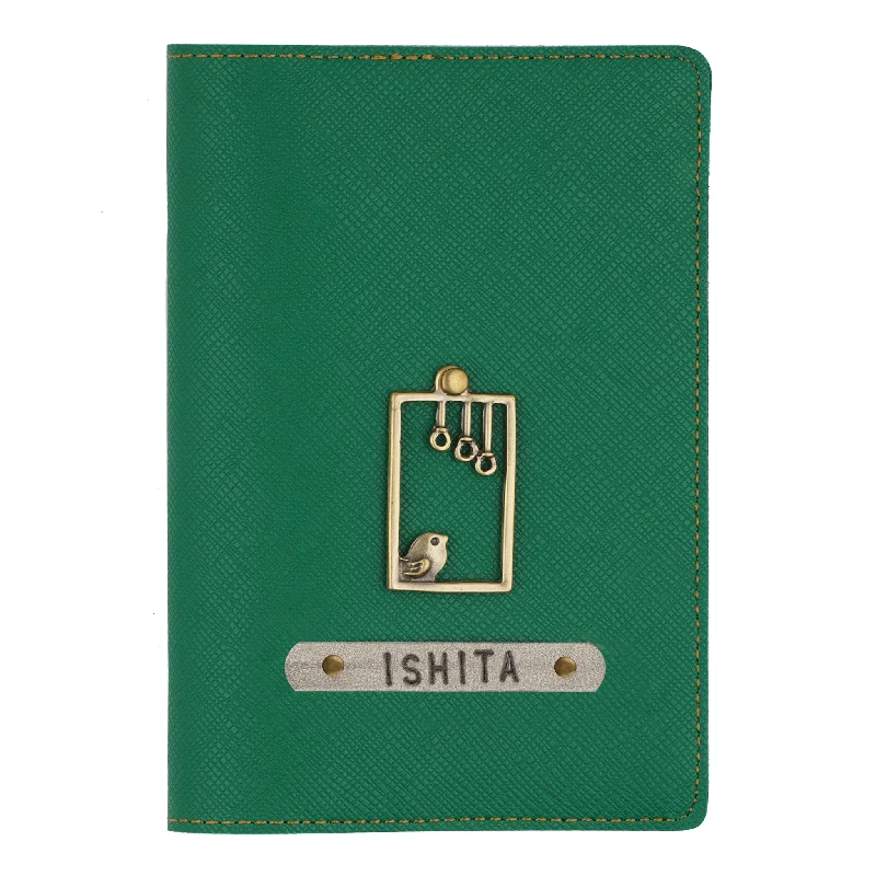 Personalized Dark Green Textured Passport Cover