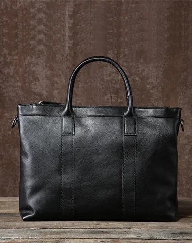 Leather Mens Cool Black Briefcase Work Bag Business Bag Laptop Bag for men