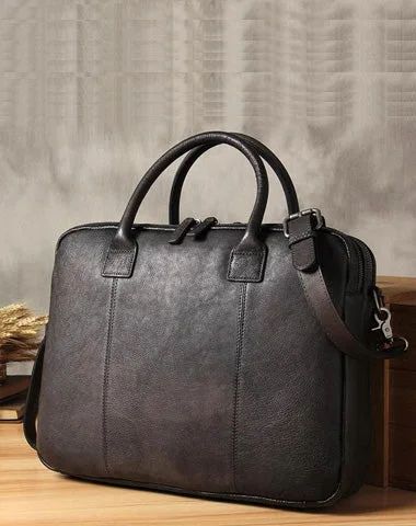 Vintage Leather Mens Briefcase Handbag Work Bag Laptop Bag Business Bag for Men