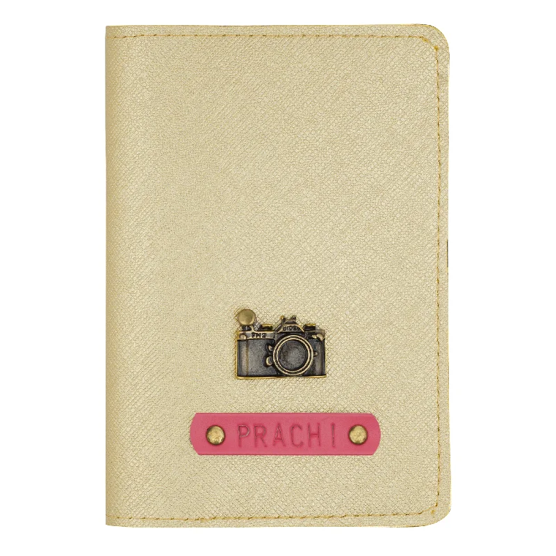 Personalized Gold Textured Passport Cover