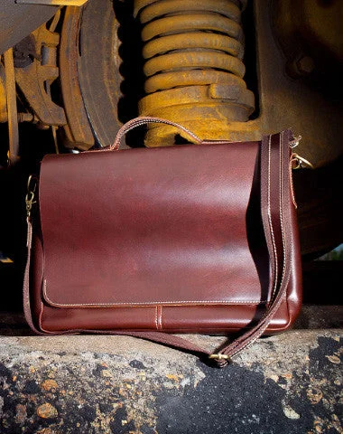 Handmade leather men Briefcase messenger vintage shoulder laptop bag vintage bag