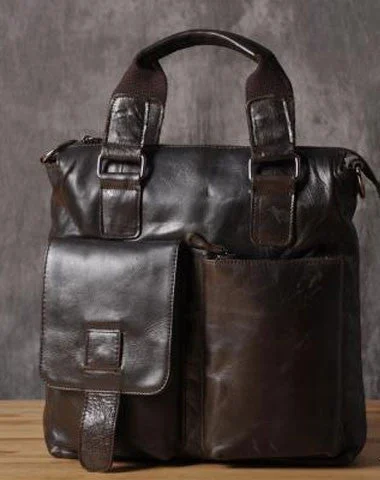 Handmade leather men Briefcase messenger vintage shoulder laptop bag vintage bag