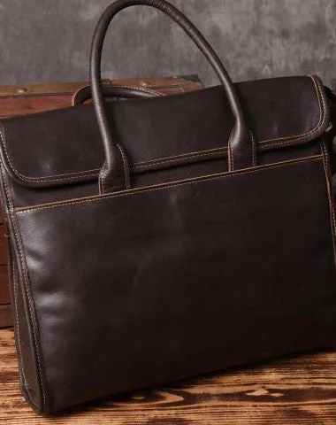 Handmade leather men Briefcase messenger vintage shoulder laptop bag vintage bag