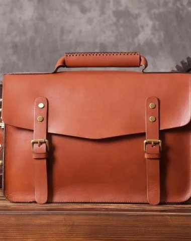 Handmade leather men Briefcase messenger vintage shoulder laptop bag vintage bag