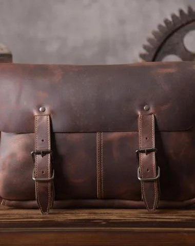 Handmade leather men Briefcase messenger vintage shoulder laptop bag vintage bag