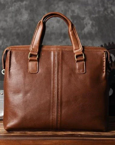 Vintage leather mens Briefcase vintage work bag business bag laptop bag for men