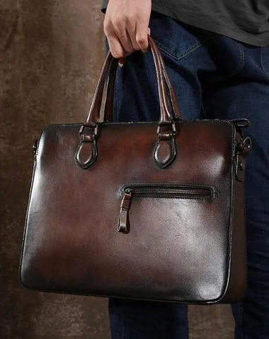 Cool Leather Mens Briefcases Work Bag Business Bags Laptop Bag for men