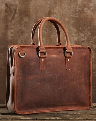 Handmade Leather Mens Cool Messenger Bag Briefcase Work Bag Business Bag Laptop Bag for men