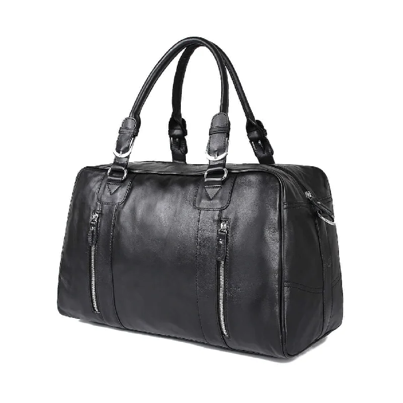 Black Leather Duffle Bag NZ - Luxury Travel Bag 29L