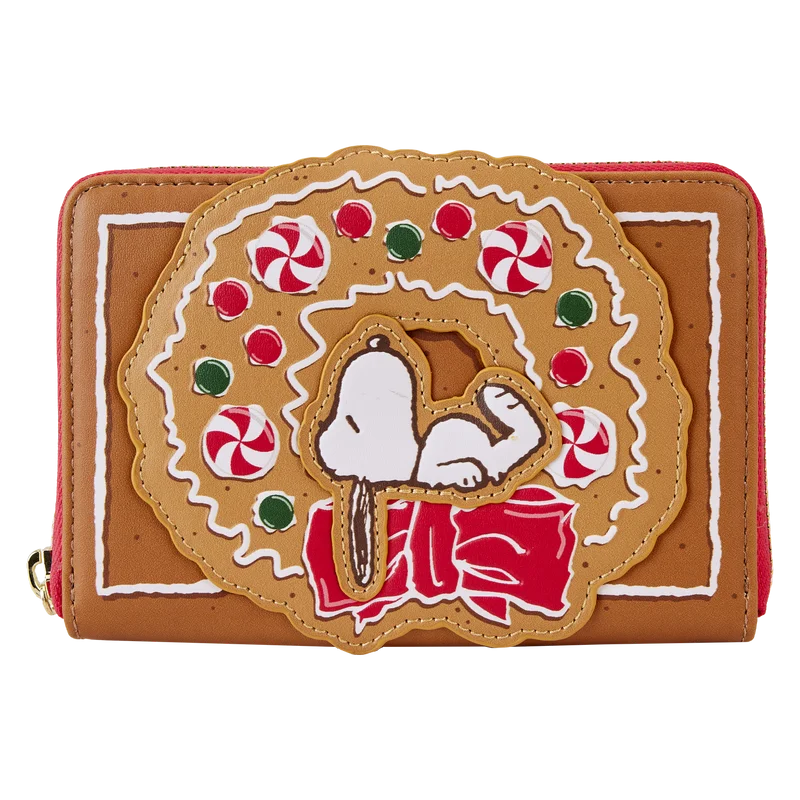 Loungefly Peanuts Snoopy Gingerbread Wreath Scented Zip Around Wallet