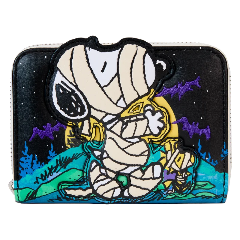 Loungefly Peanuts Snoopy Mummy Haunt Glow Zip Around Wallet