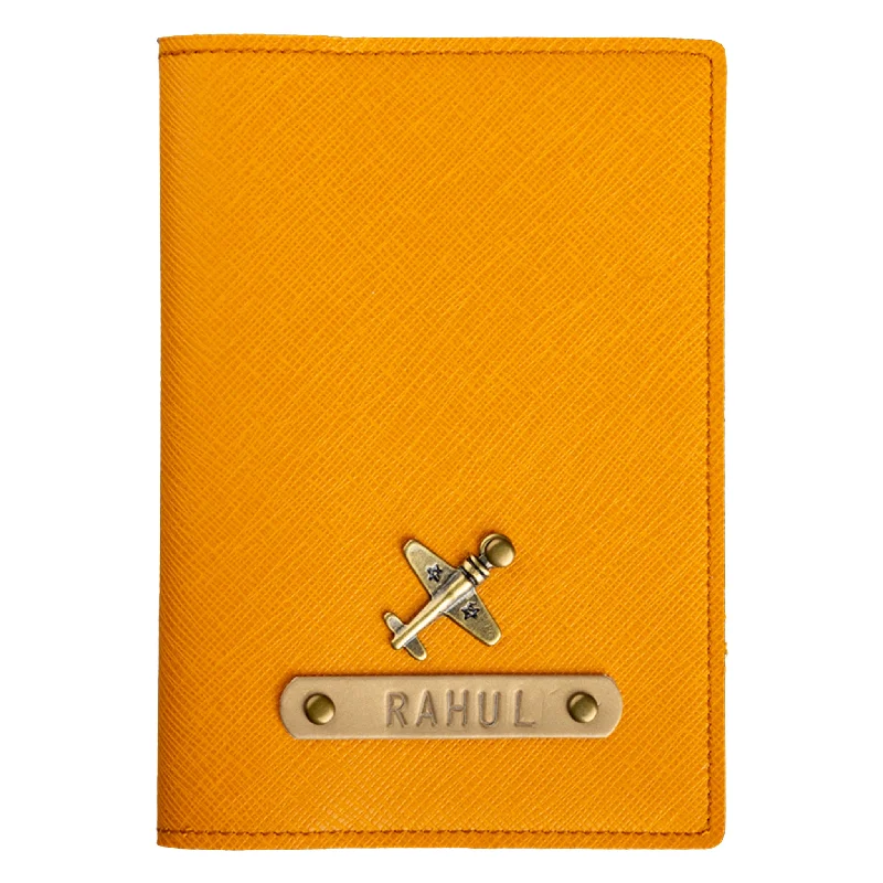 Personalized Mustard Textured Passport Cover