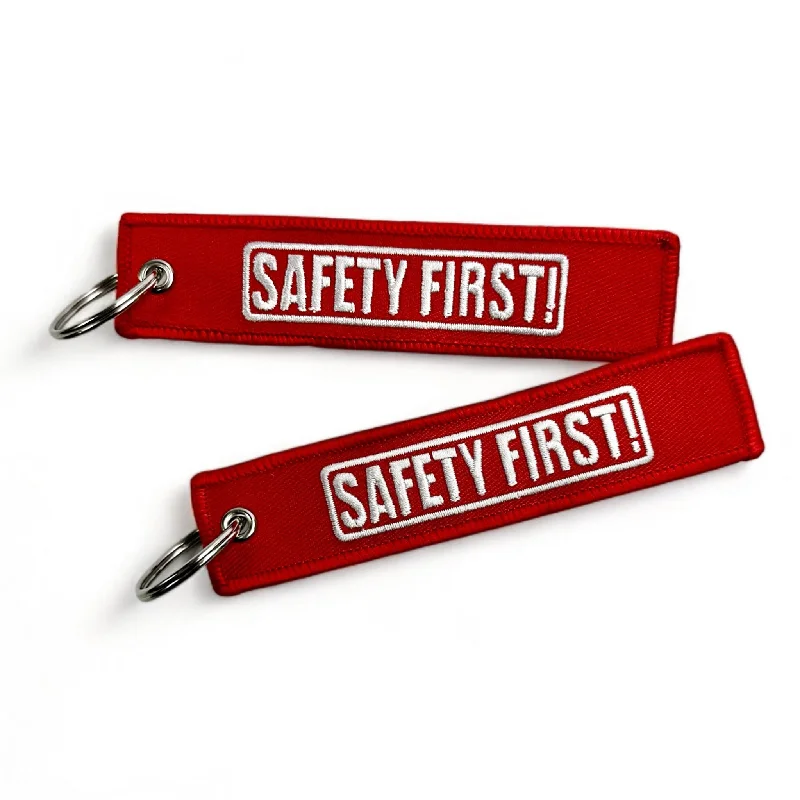 Safety First Embroidered Keyring