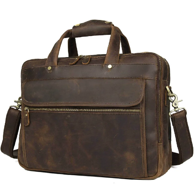 Men's Leather Laptop Bag | Vintage Crazy Horse Work Bag