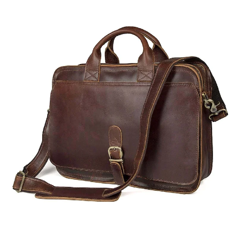 Vintage Leather Laptop Bag - Classic British Style