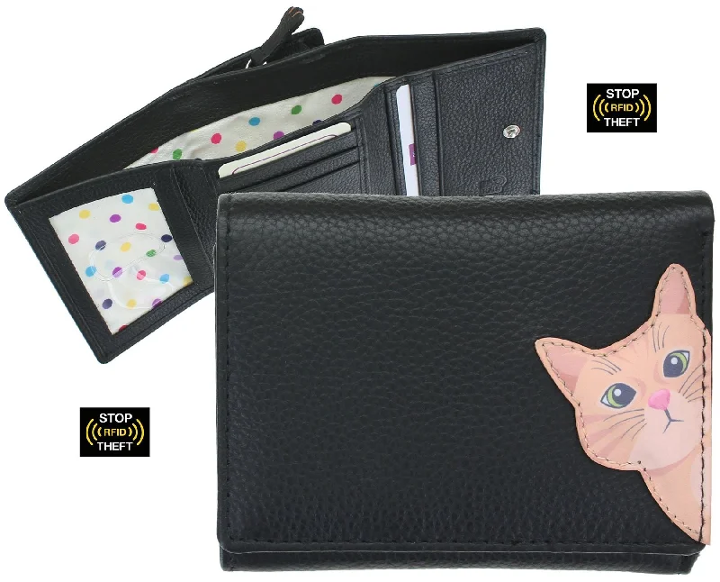 Mala Leather Cleo the Cat Collection Small Leather Purse RFID Blocking 3533_50