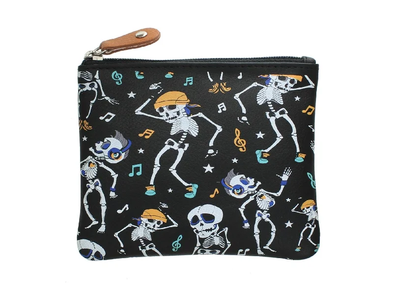 Mala Leather Dancing Skeleton Printed Leather Coin Purse With Keyring 4172_11