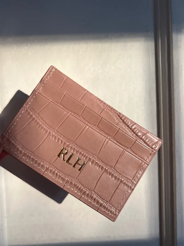 Nude Rose Croc Leather Cardholder