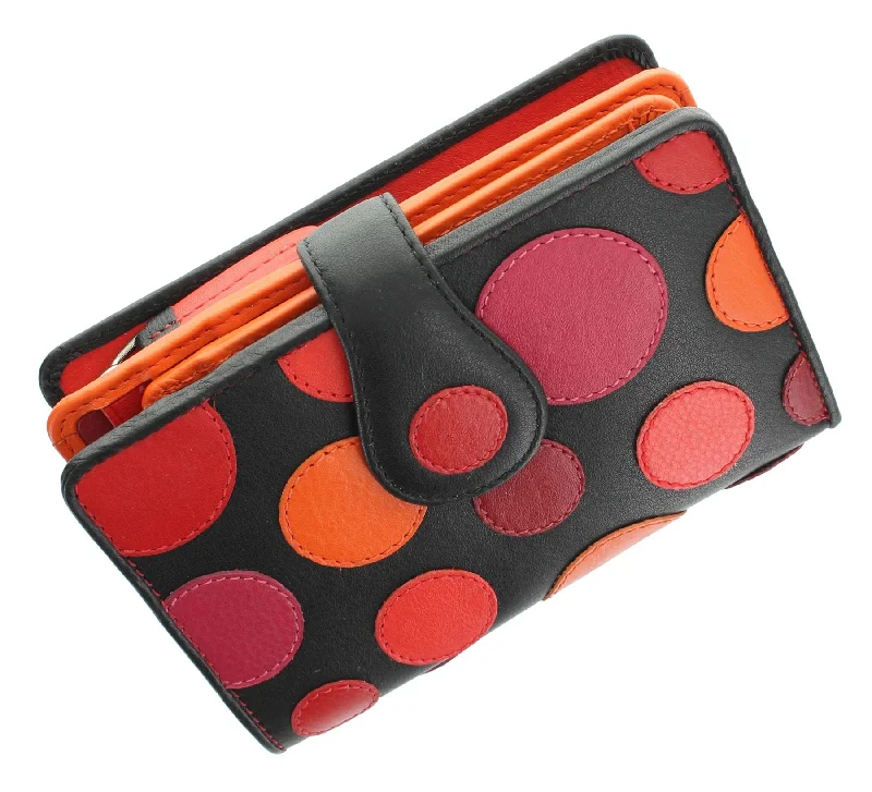 Visconti Polka Collection SATURN Ladies Leather Purse With Tab Closure RFID blocking P1