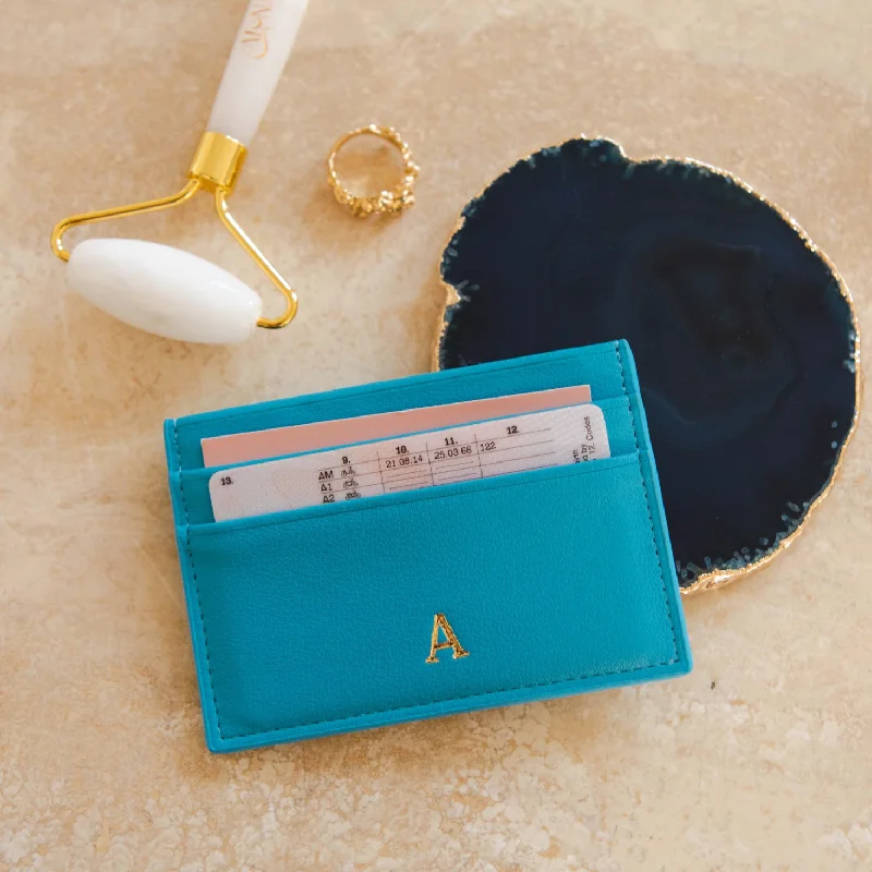 Swimming Pool Blue Smooth Leather Cardholder